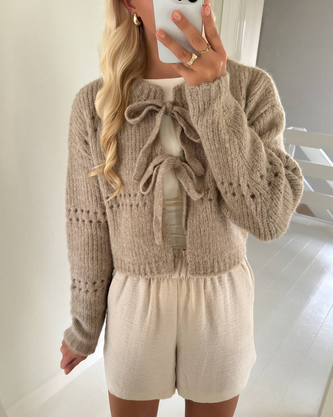 Vero Moda cardigan adelina ls short two way silver mink/w. melange