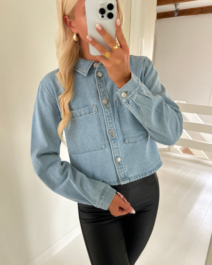 JDY jakke marly ls boxy shacket light blue denim