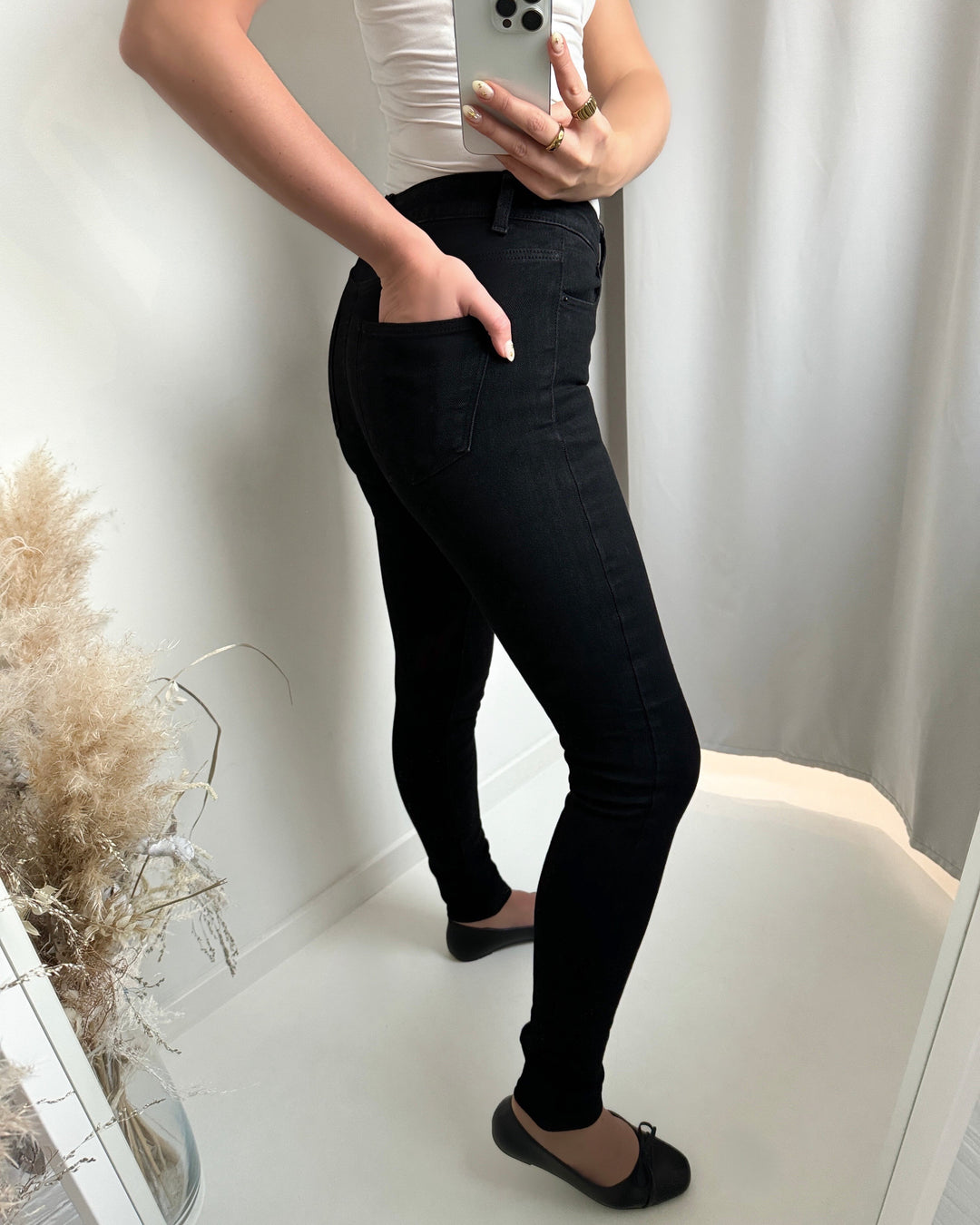 Pieces jeans dana mw skinny black denim