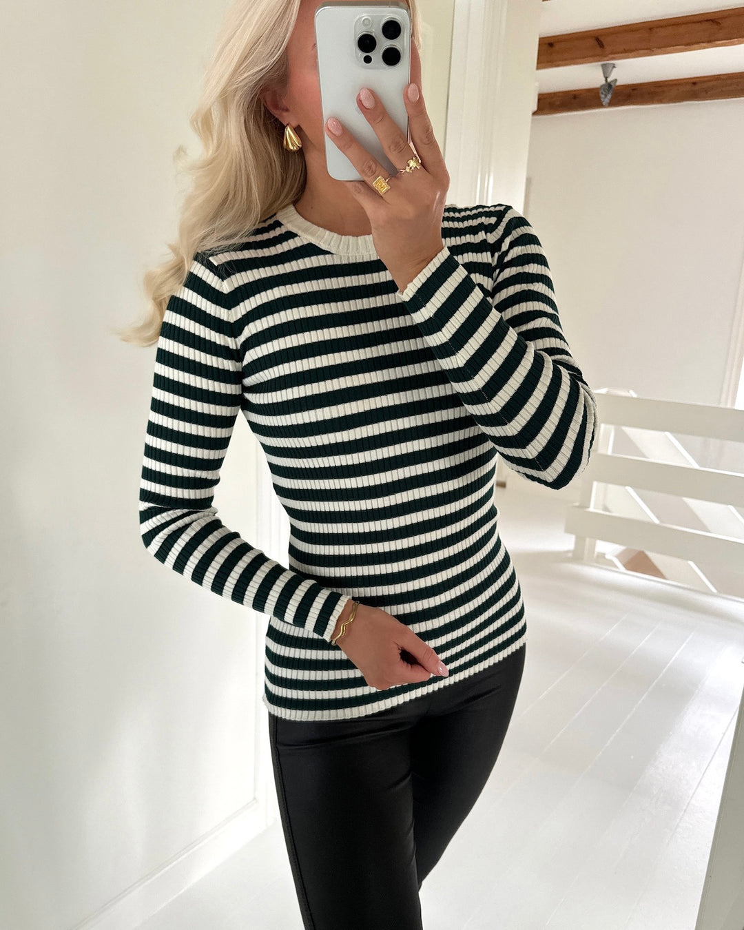 Sister's Point bluse huga-ls pine/cream