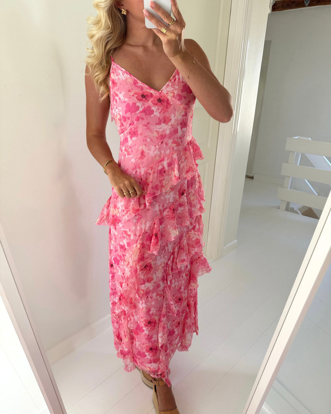 Vero Moda kjole smilla sl long frill rose shadow sally