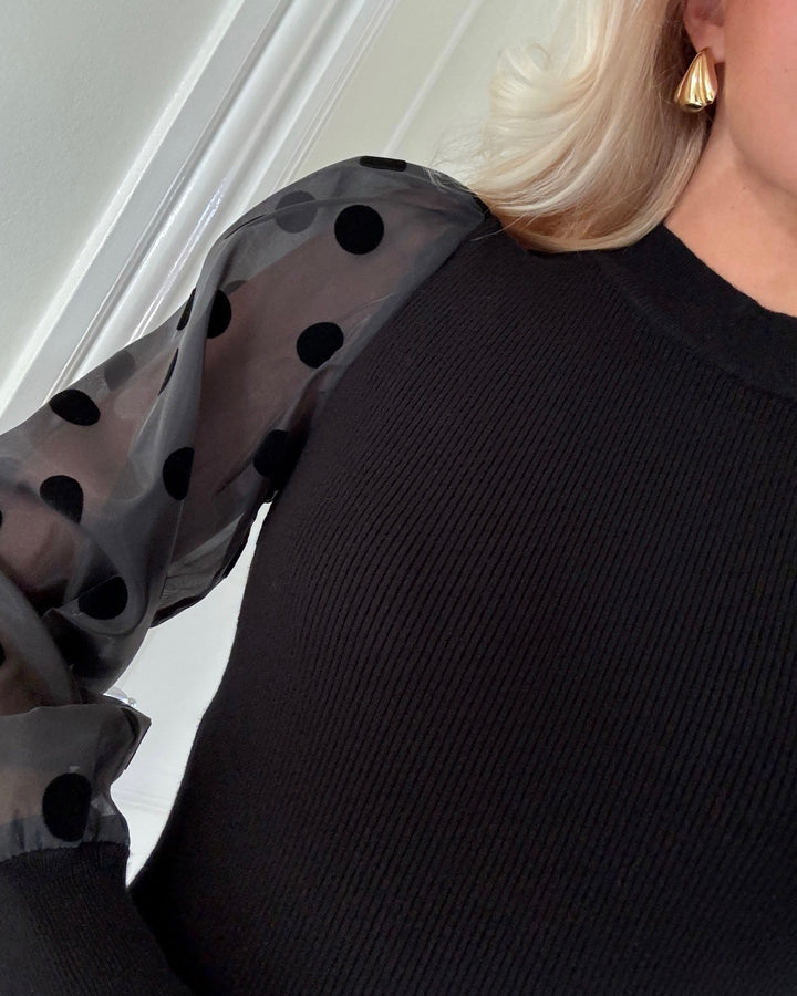 Y.A.S kjole dotme ls knit black