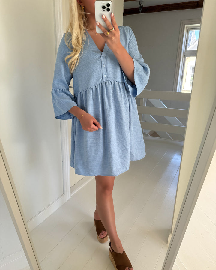 Vero Moda kjole melony 3/4 button wvn ga vista blue
