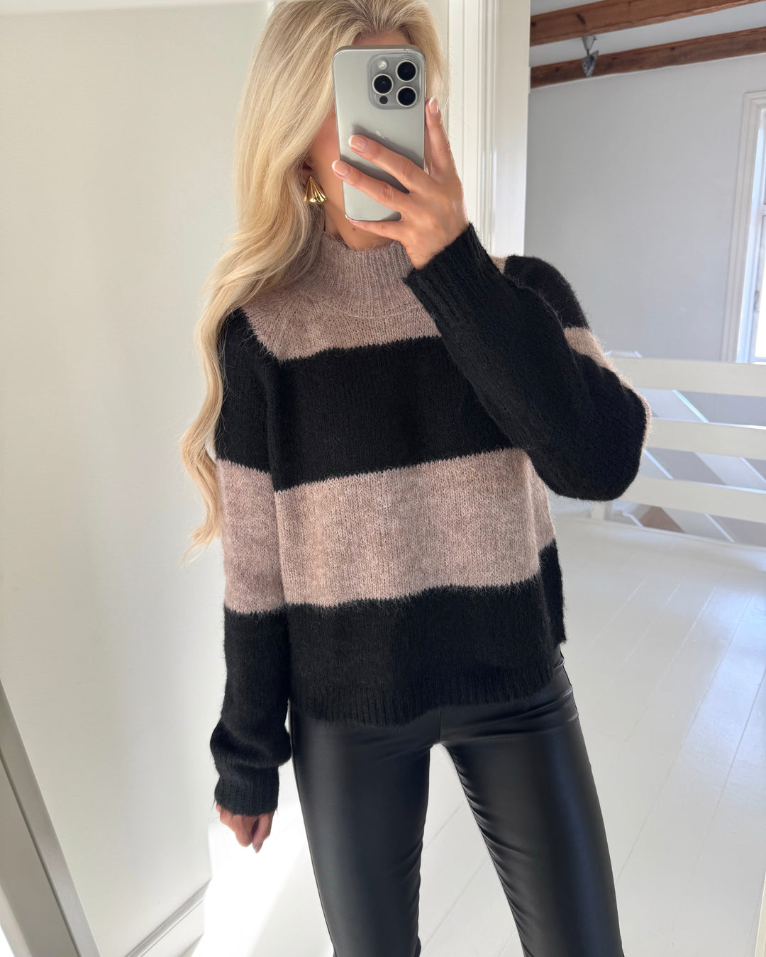 JDY striktrøje zoey life hn raglan chateau gray/black