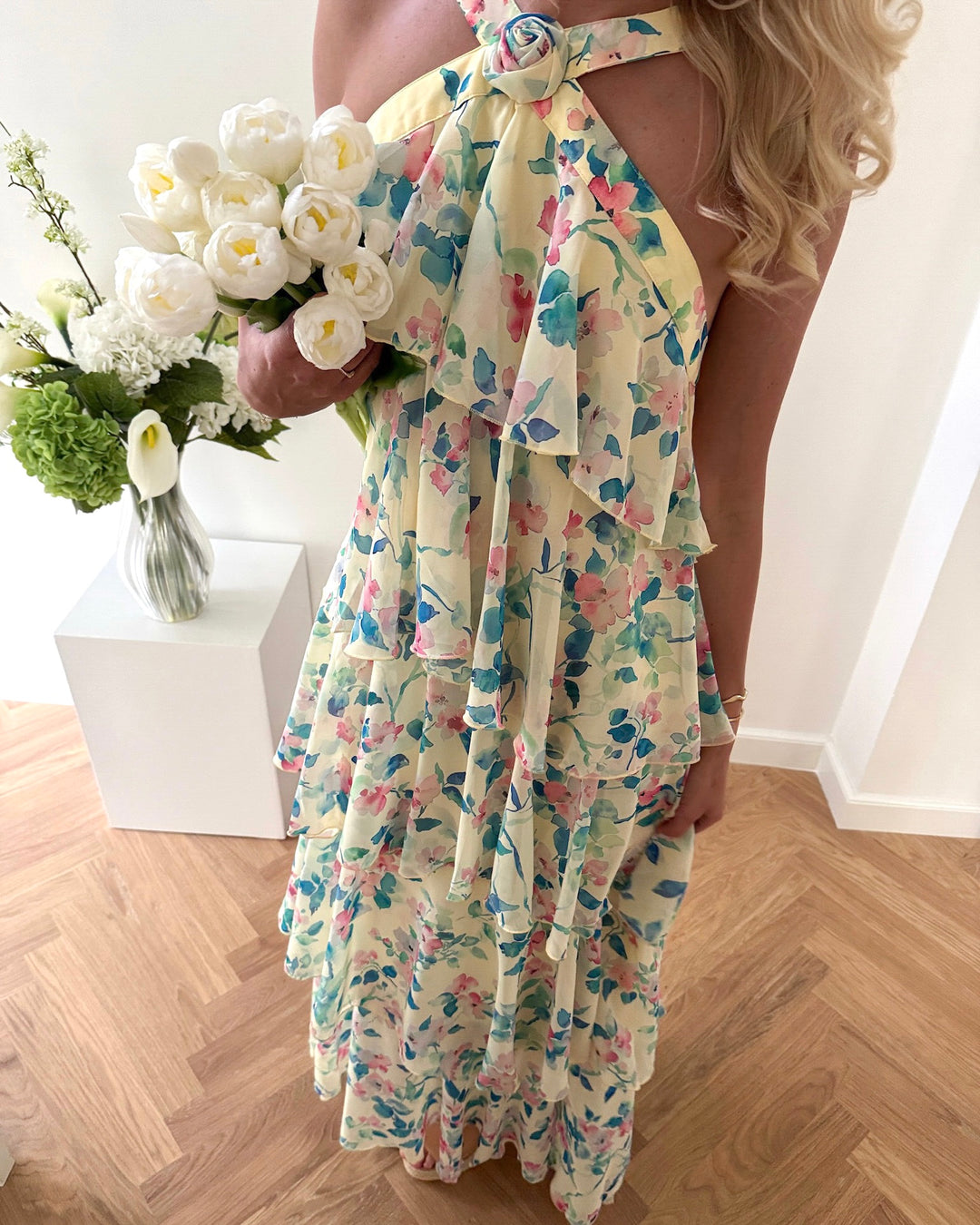 Vero Moda kjole felicia sl ruffle maxi flan flower
