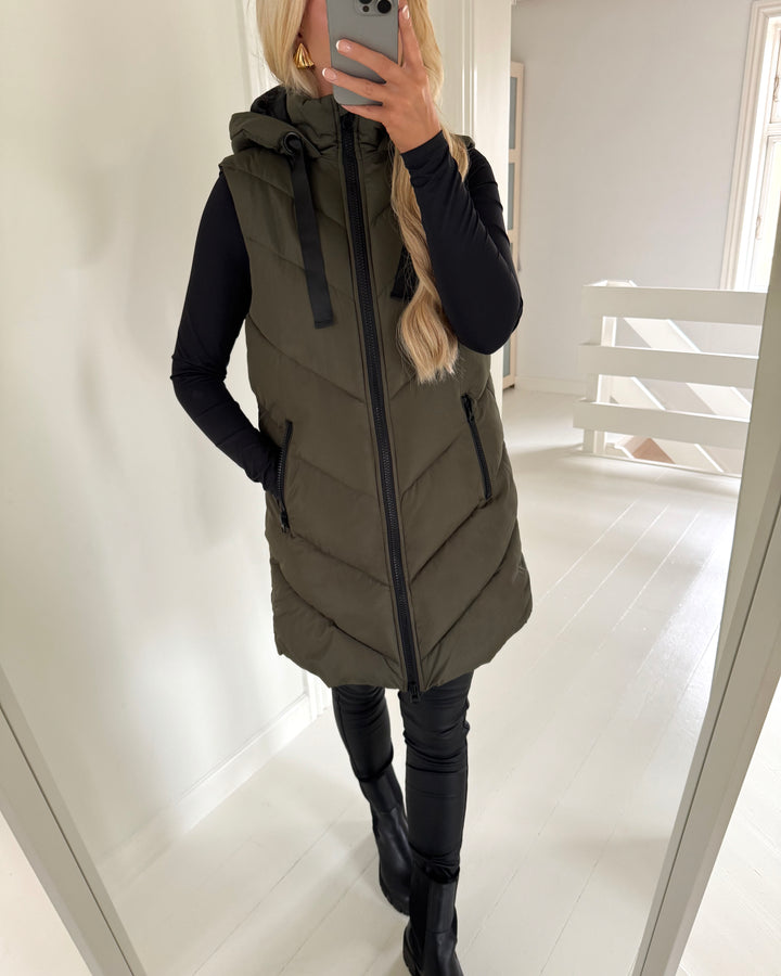 JDY vest skylar padded hood forest night