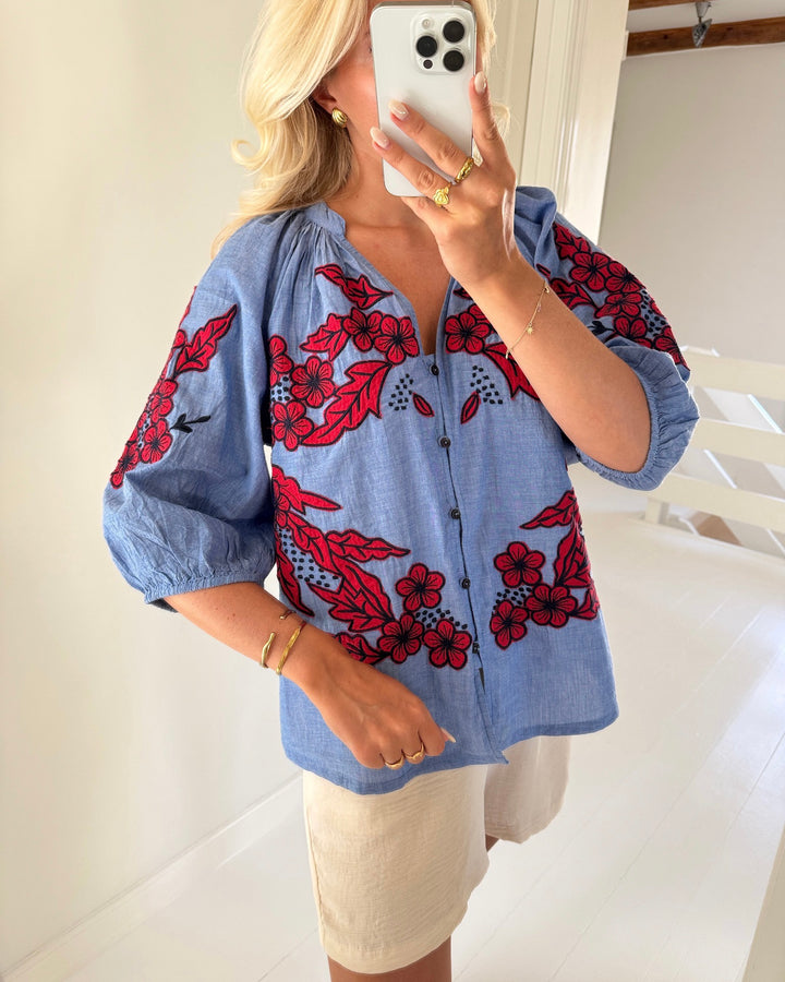 Love&Divine skjorte love1575 blue dream/red
