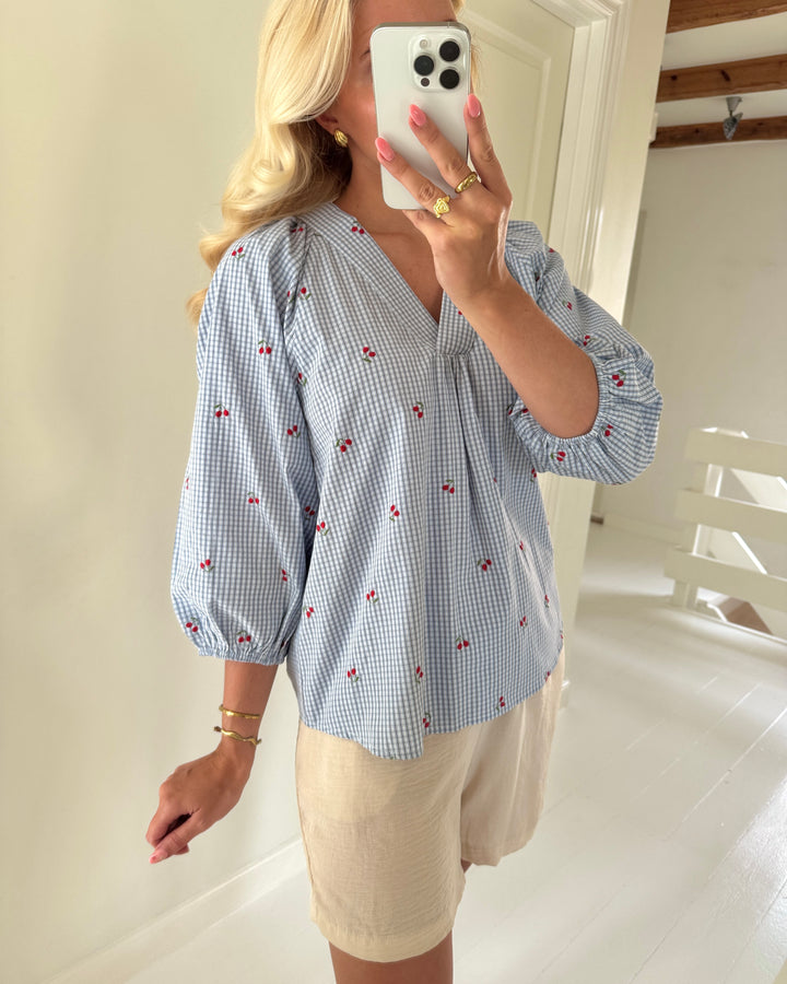 Love&Divine skjorte love1597-1 blue check/cherry