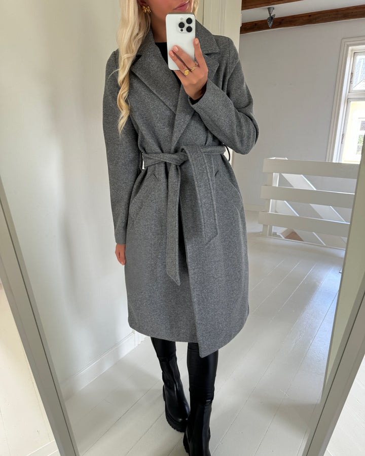 Vero Moda jakke fortuneaya long medium grey melange
