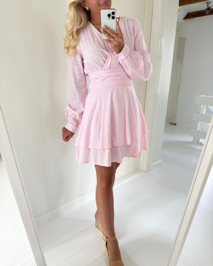 Vero Moda kjole mie polly ls short pink-a-boo