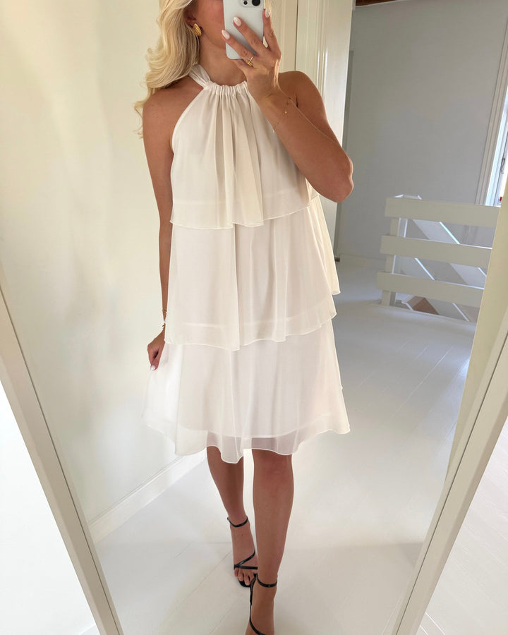 Y.A.S kjole eloise sl halterneck white alyssum