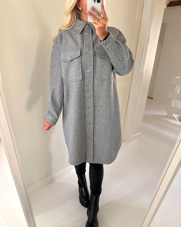 Vero Moda frakke vince long boxy light grey melange