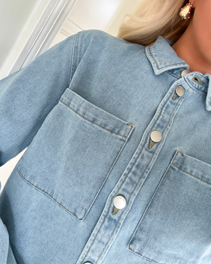 JDY jakke marly ls boxy shacket light blue denim
