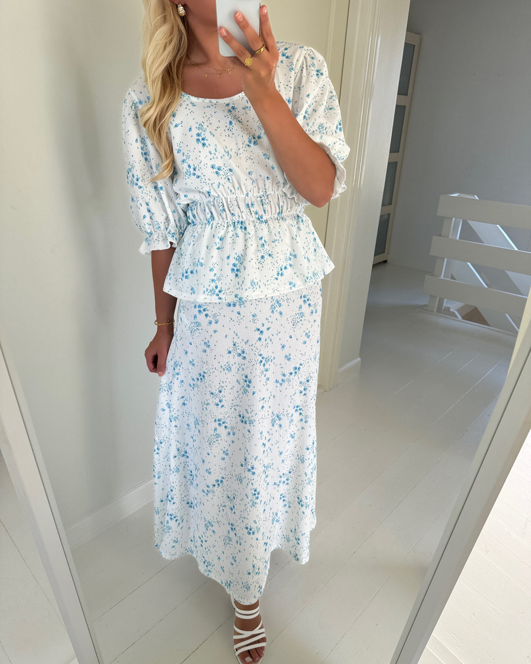 Aware by Vero Moda top somya 2/4 versatile vma snow white/azure blue