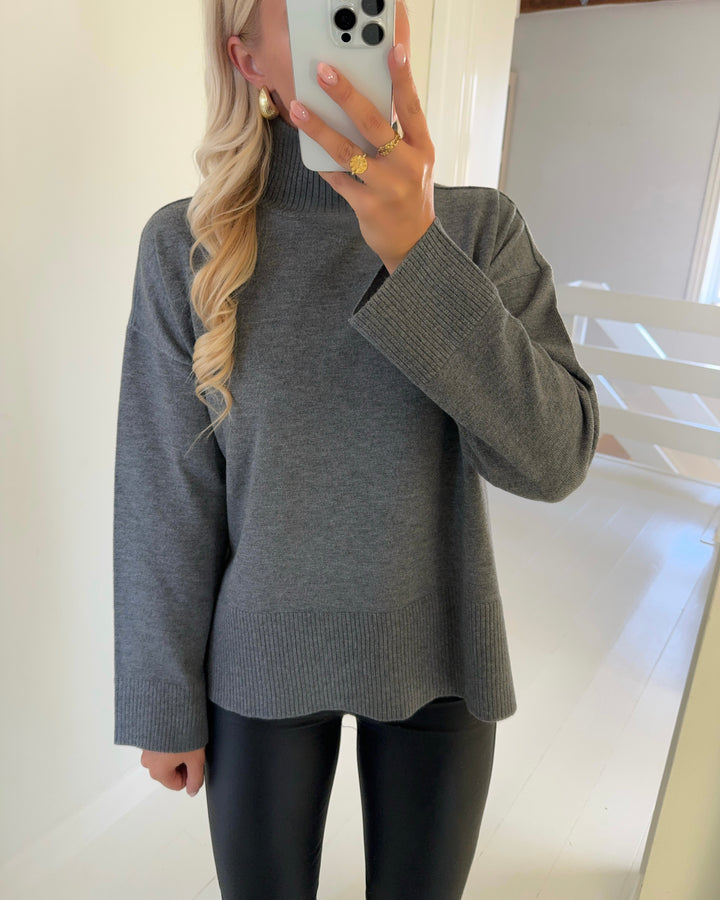 Only sweater coco life ls high neck cc knit medium grey/melange