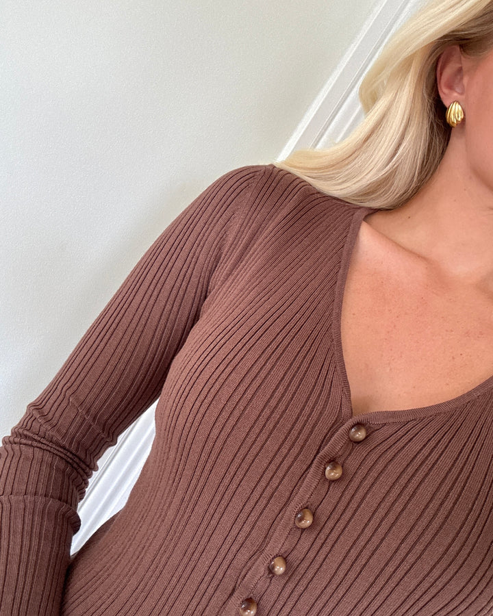 Vero Moda cardigan willow ls v-neck long cocoa brown