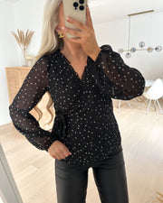 Vera ls wrap top black/annie dott