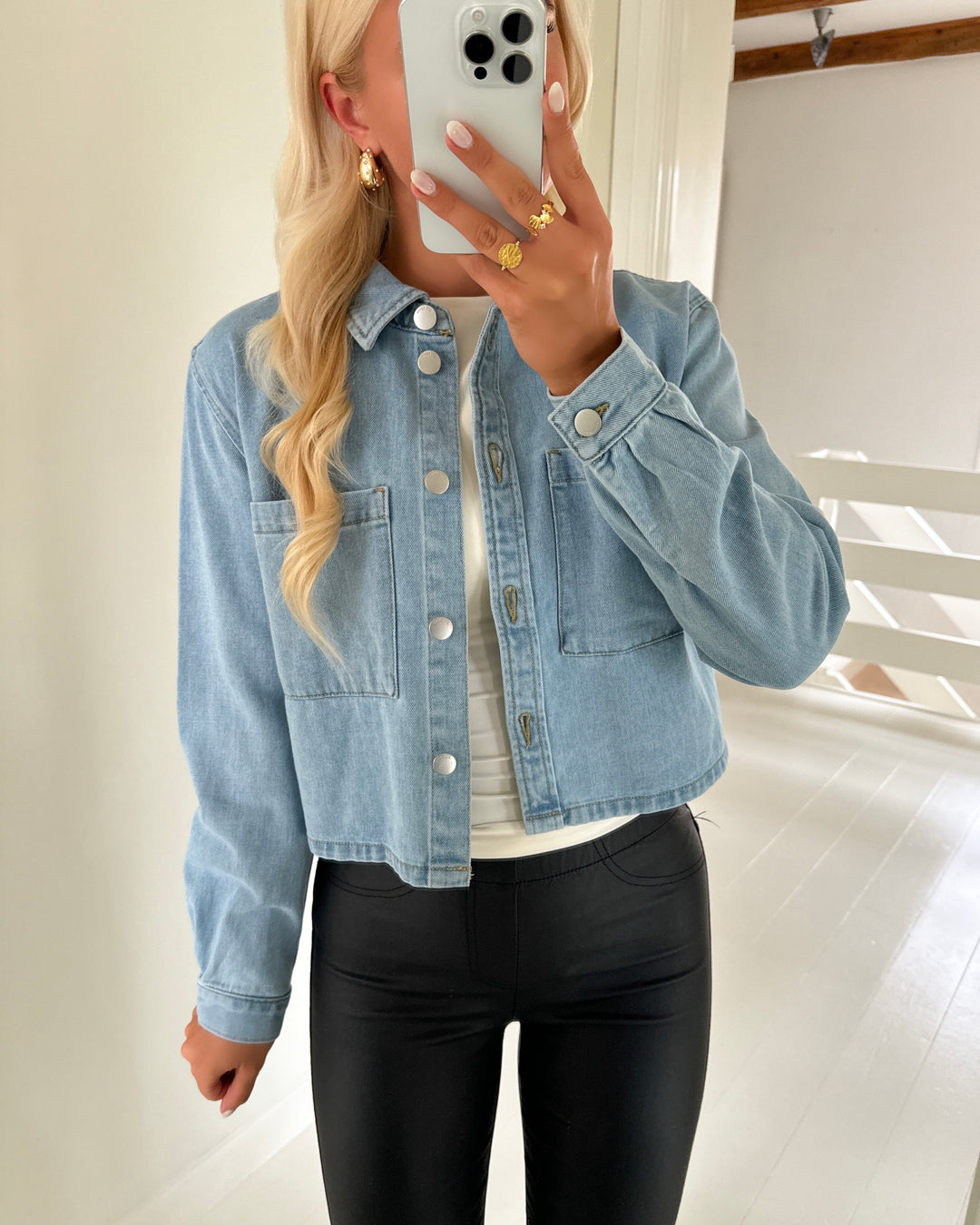 JDY jakke marly ls boxy shacket light blue denim