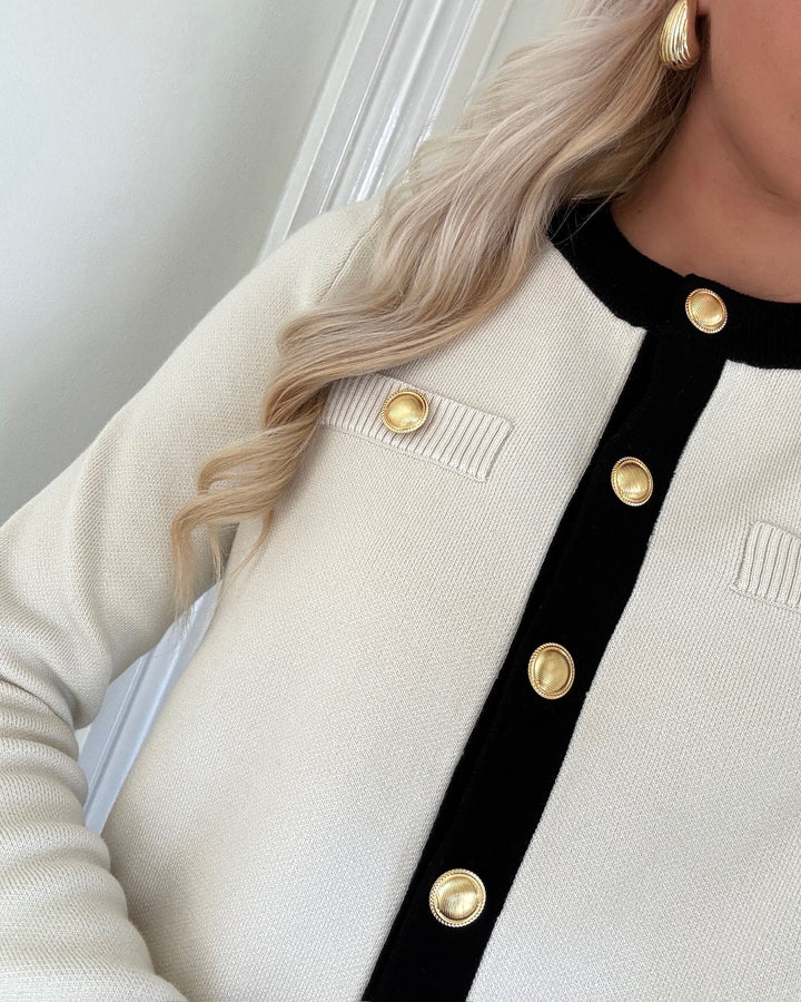 Vero Moda cardigan oli ls o-neck birch/w. black
