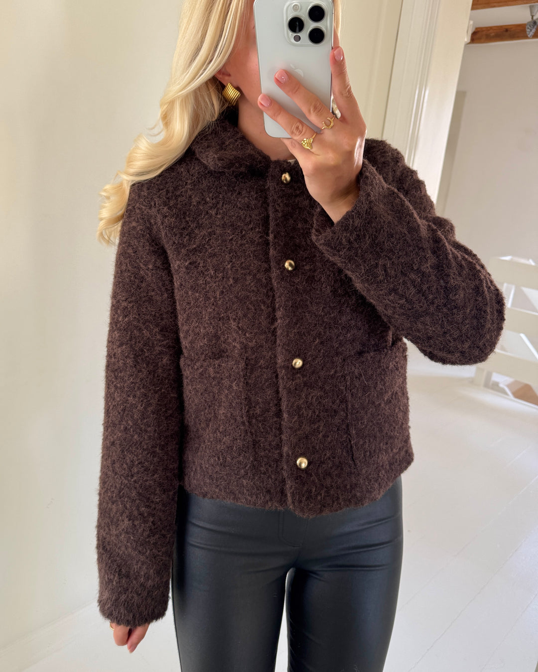 JDY jakke alexa boucle short chocolate torte