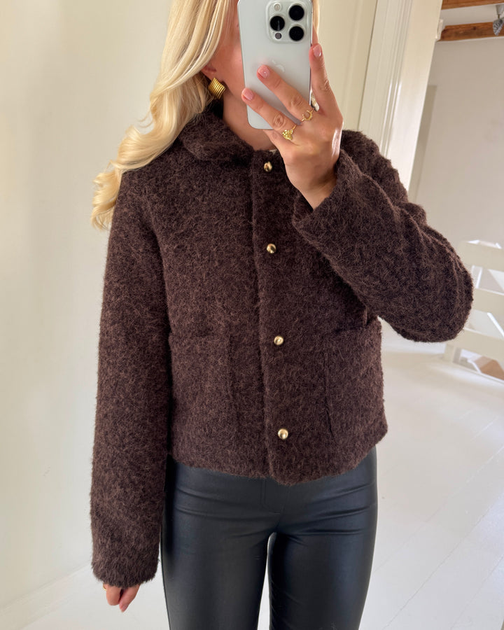 JDY jakke alexa boucle short chocolate torte