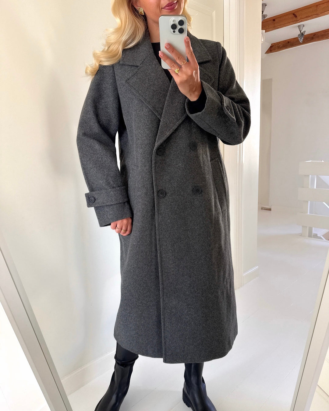 Vero Moda jakke eva long medium grey melange