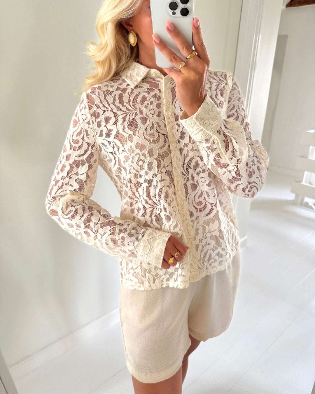 Only skjorte birun ls lace birch