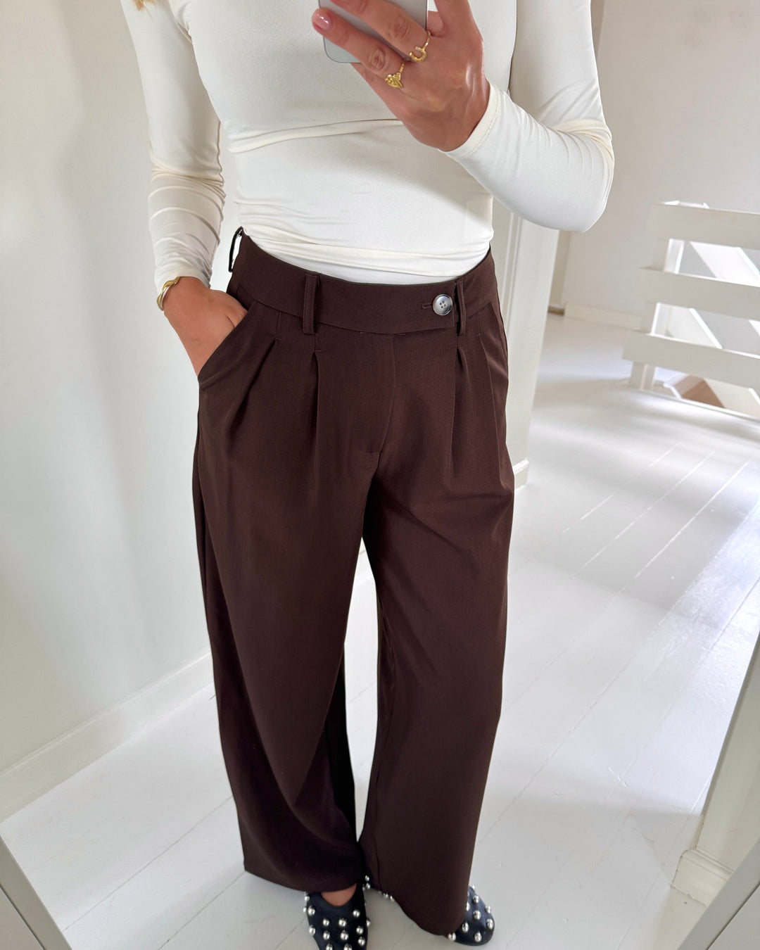 Only bukser miles pleat wide coffee bean