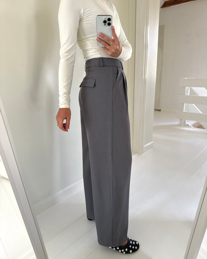 Only bukser miles pleat wide medium grey melange
