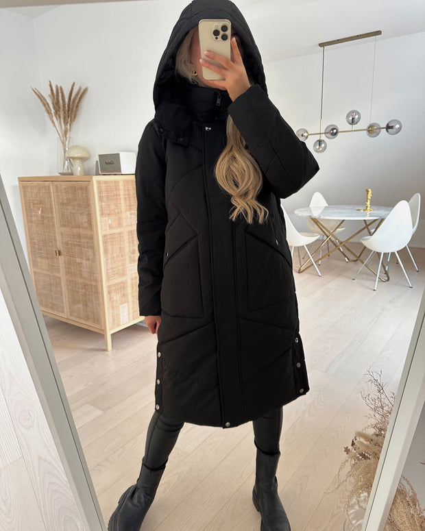 Louise zigzag long coat black
