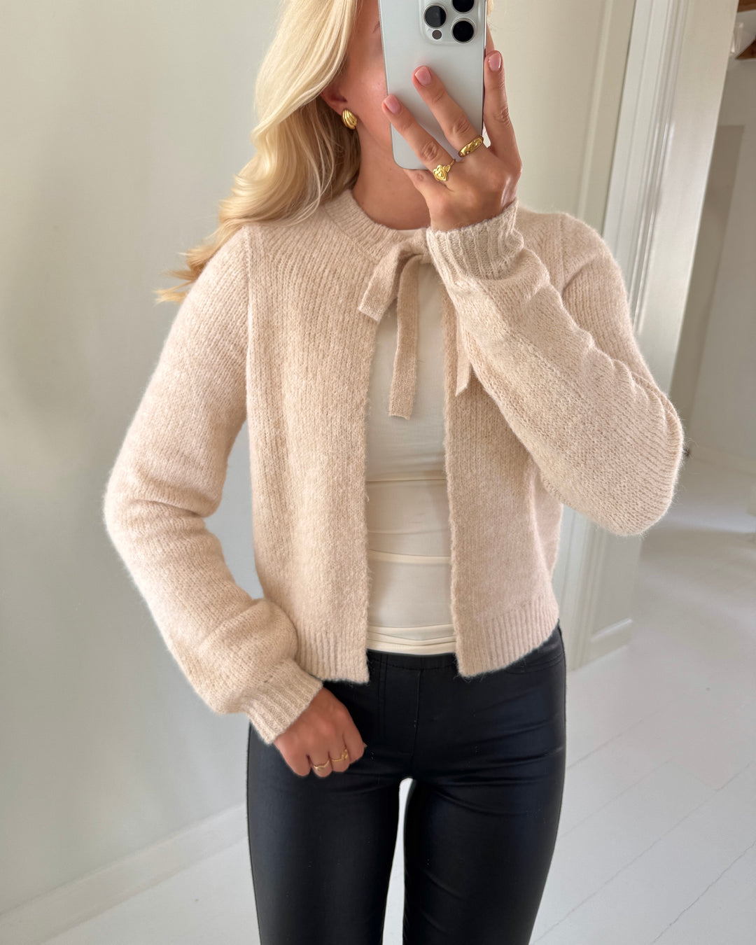 JDY cardigan dina life ls tie knt crème brûlée melange