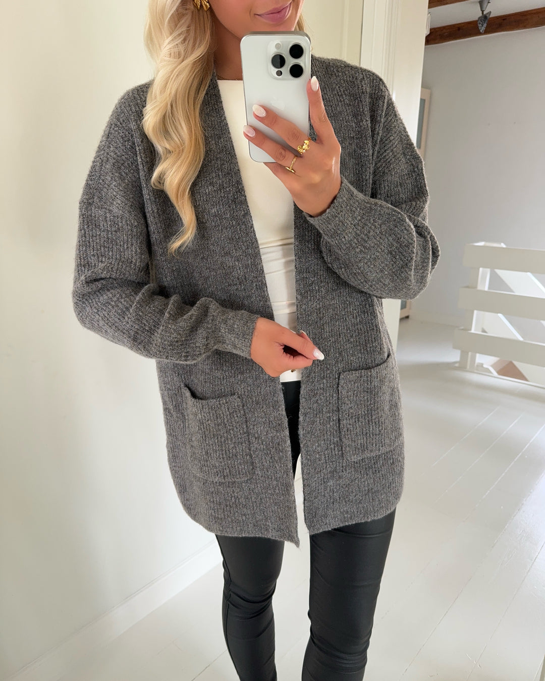 Vero Moda cardigan desma ls open medium grey melange