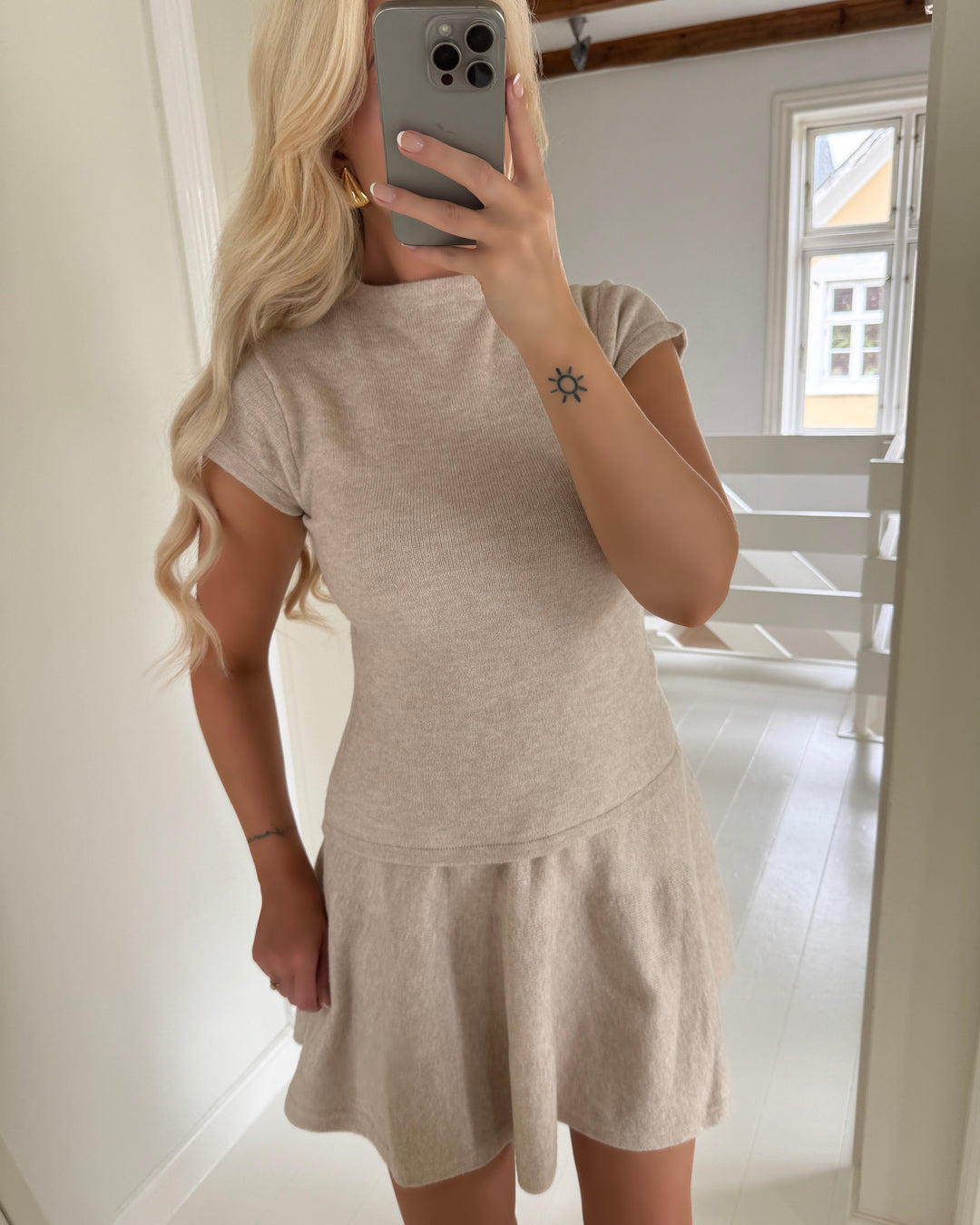 Pieces top familla ss mock neck knit d2d fsy silver gray/melange