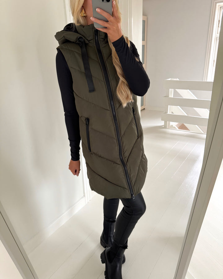 JDY vest skylar padded hood forest night
