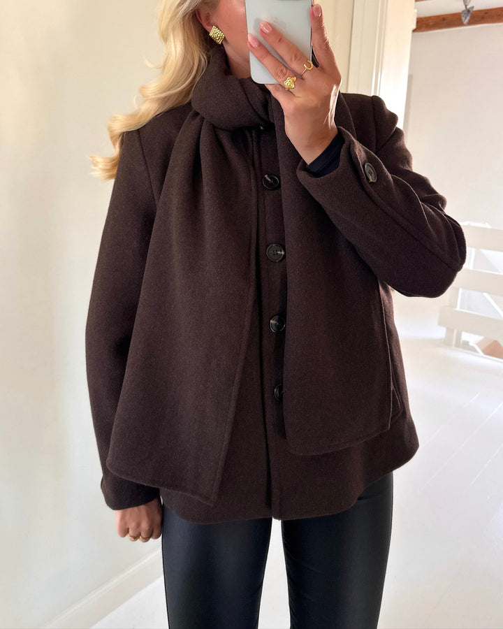 Vero Moda jakke unalaura wool blend chocolate torte melange