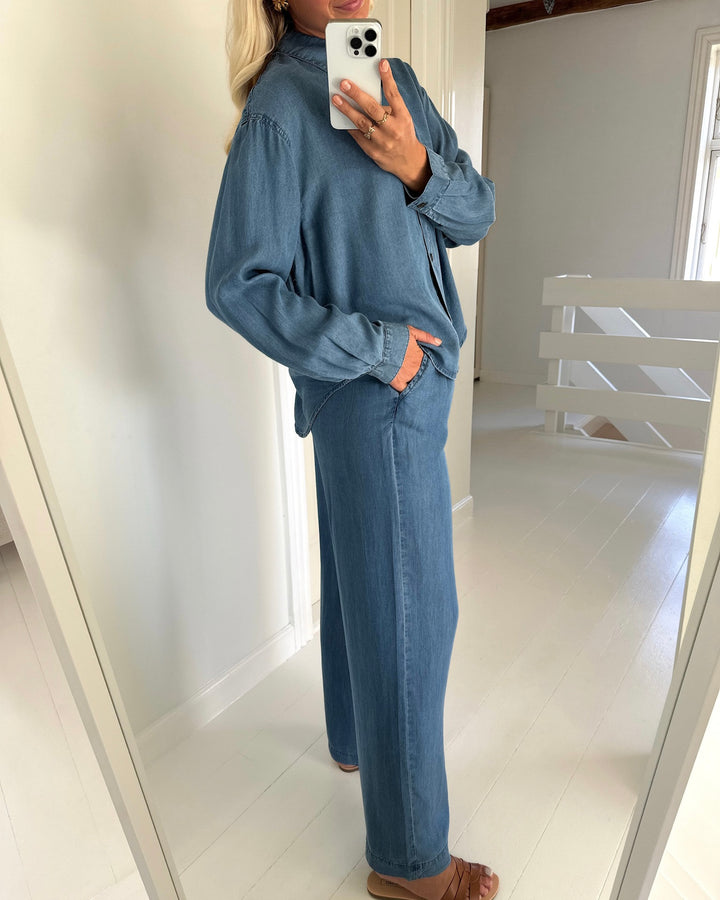 Only bukser charis life hw pull-up medium blue denim