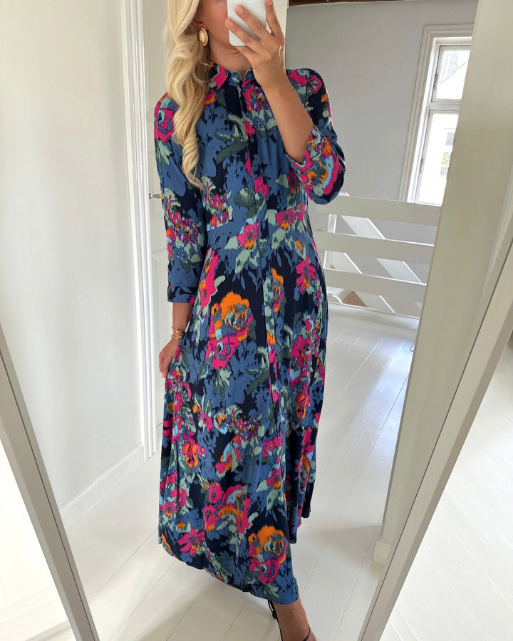 Y.A.S skjortekjole savanna long shirt garden topiary/blury print
