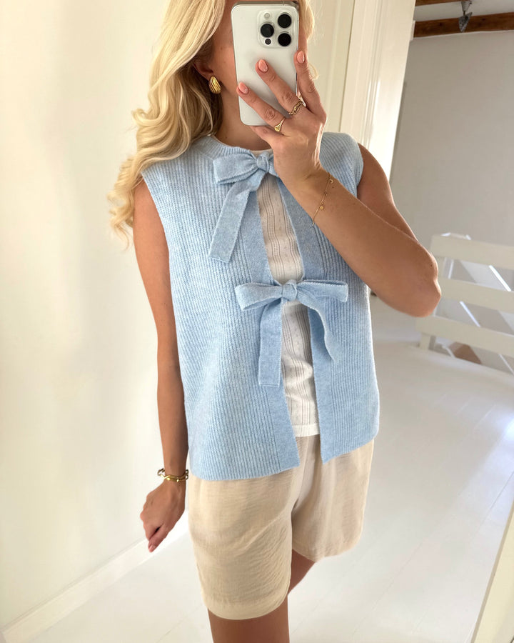 Pieces vest silly sl rev tie knit cashmere blue melange