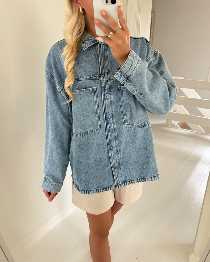Only skjorte emmie ls light blue denim