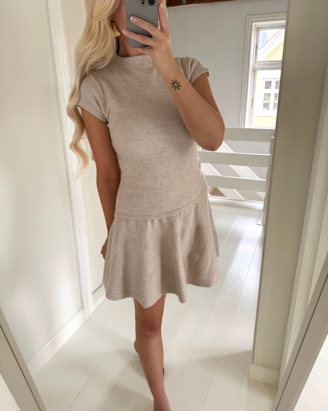 Pieces nederdel familla mw short knit d2d fsy silver gray/melange