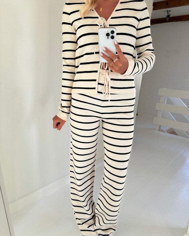 Vero Moda bukser vada nw stripe birch/w. black stripe