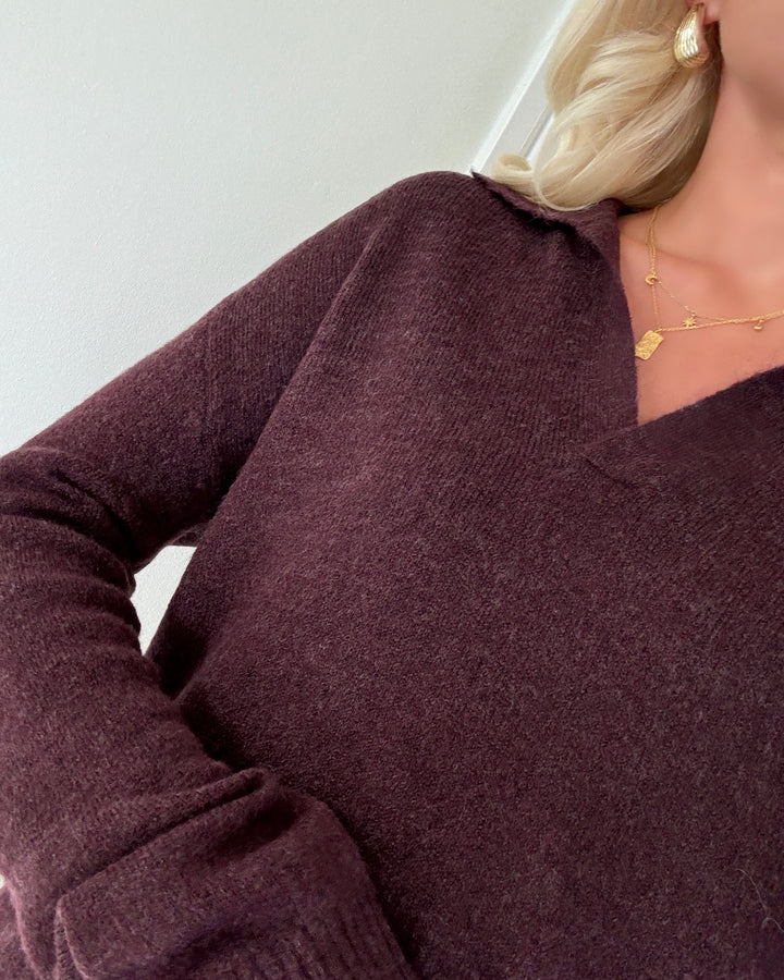 Vero Moda striktrøje lefile ls poloneck winetasting/melange