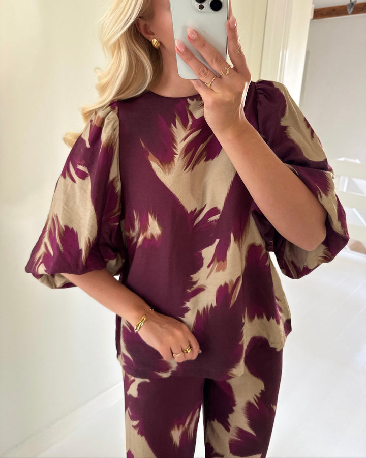 Love&Divine bluse love1647 bordeaux leaf
