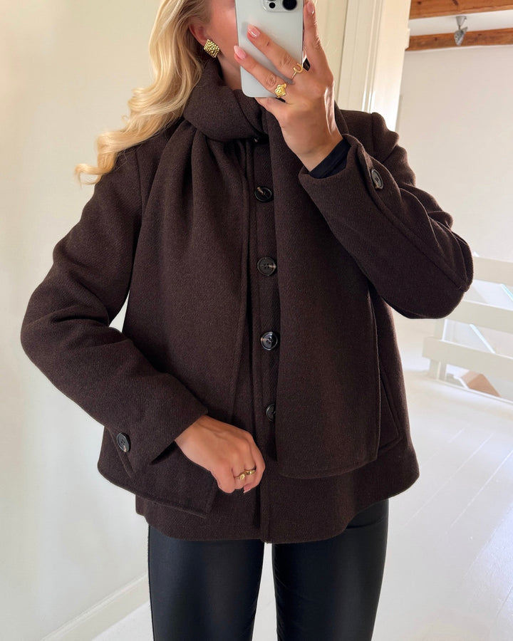 Vero Moda jakke unalaura wool blend chocolate torte melange