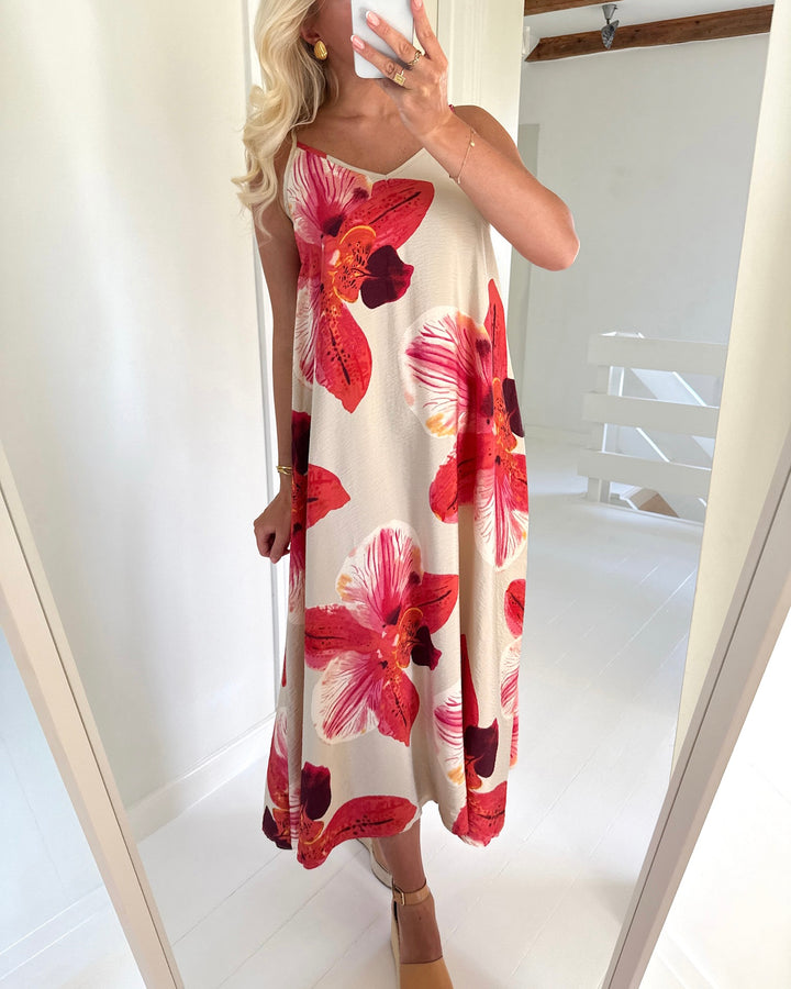 Only kjole resi-elanor strap big flower peyote giga orchid