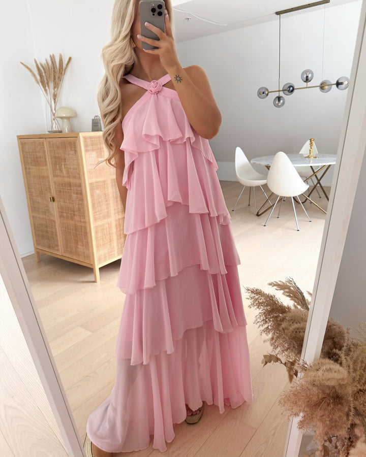 Vero Moda kjole felicia sl ruffle maxi cherry blossom