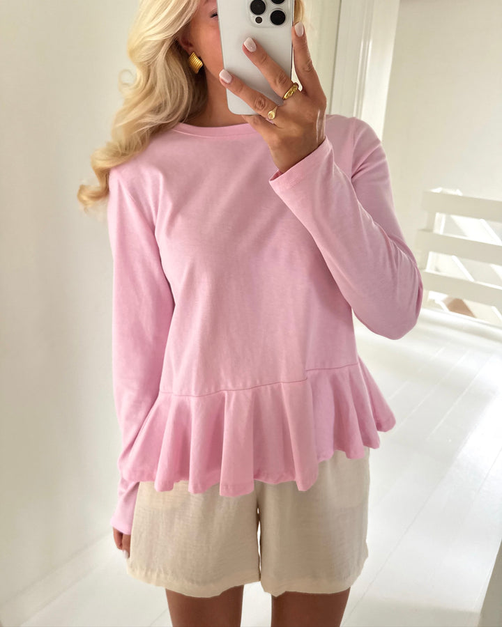Pieces bluse danilla ls peplum roseate spoonbill