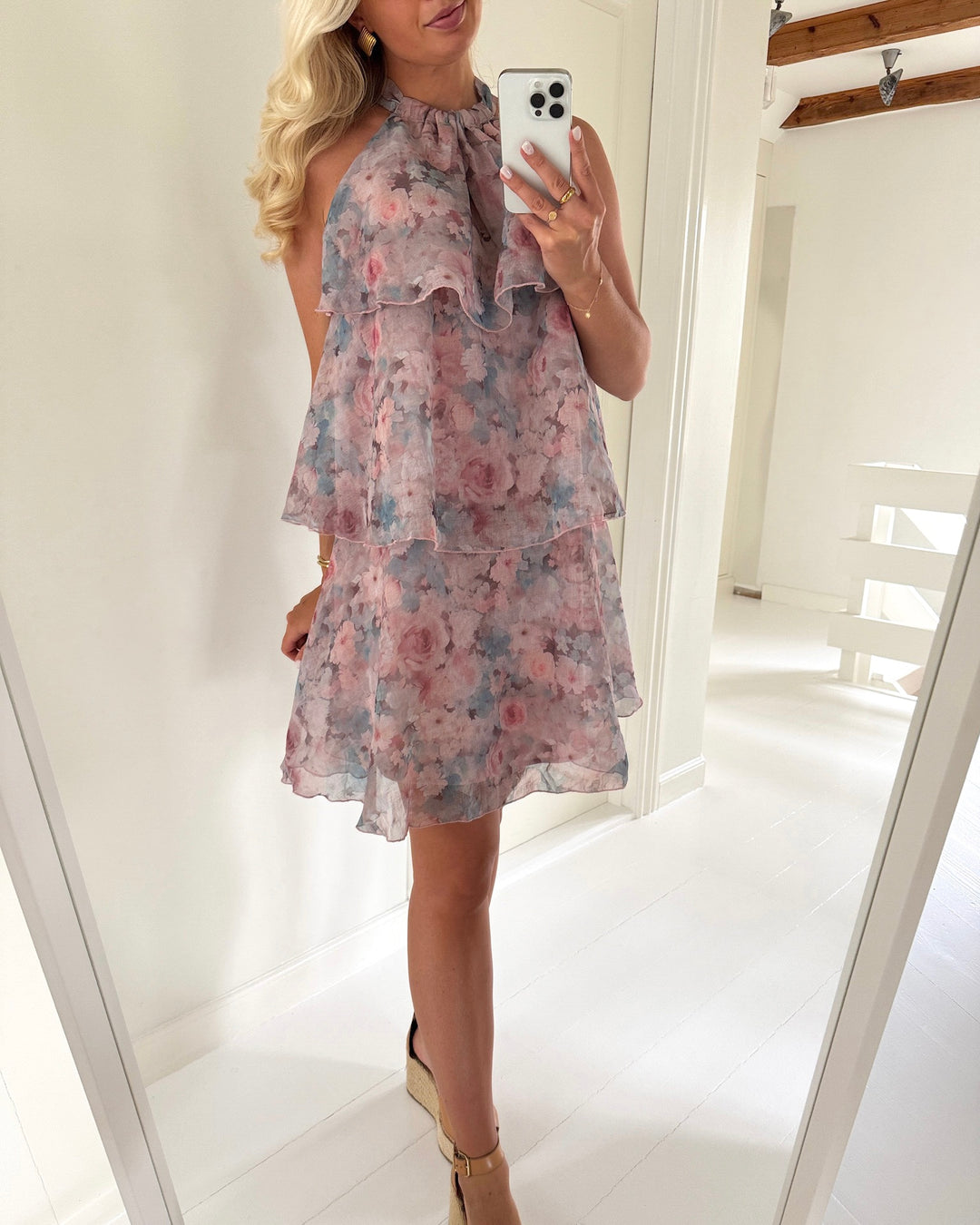 Vero Moda kjole sabrina sl short flounce burlwood/faded flower