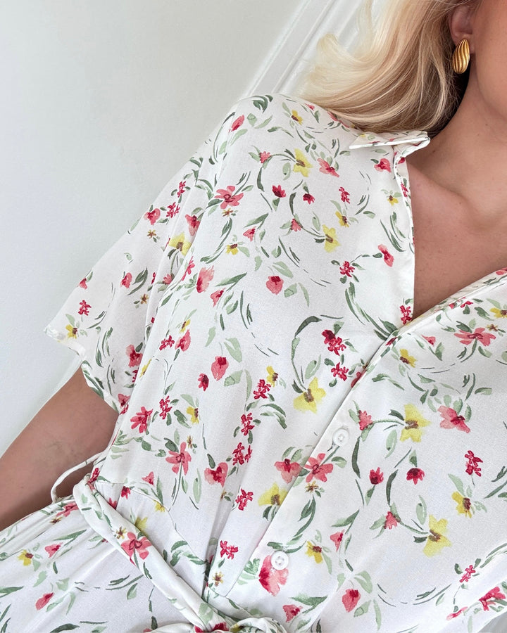 JDY kjole star sezen life 2/4 midi cloud dancer/coral ditsy flower