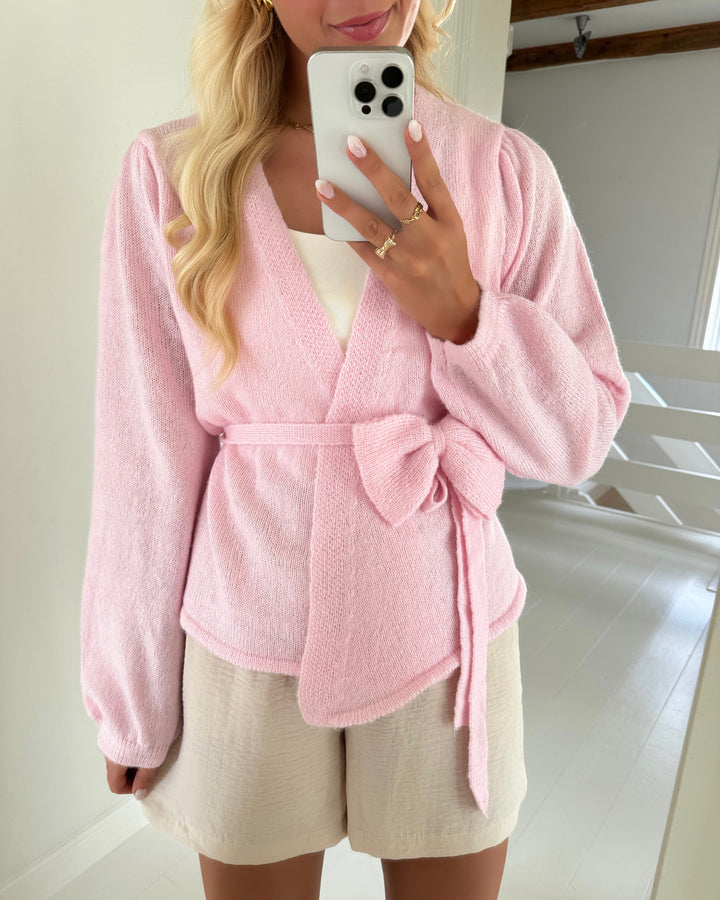 Pieces cardigan fleur ls v-neck knit d2d fsy pink tulle/melange